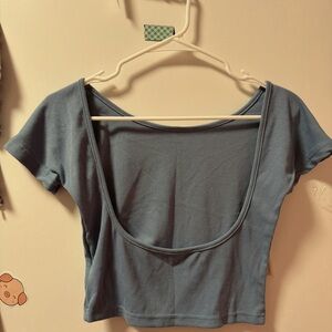 SHEIN Slate Blue Scoop Neck Crop Top